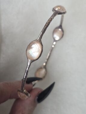 Ippolita 925 Hammered Bangle with Rock Crystals over brown shell doublet